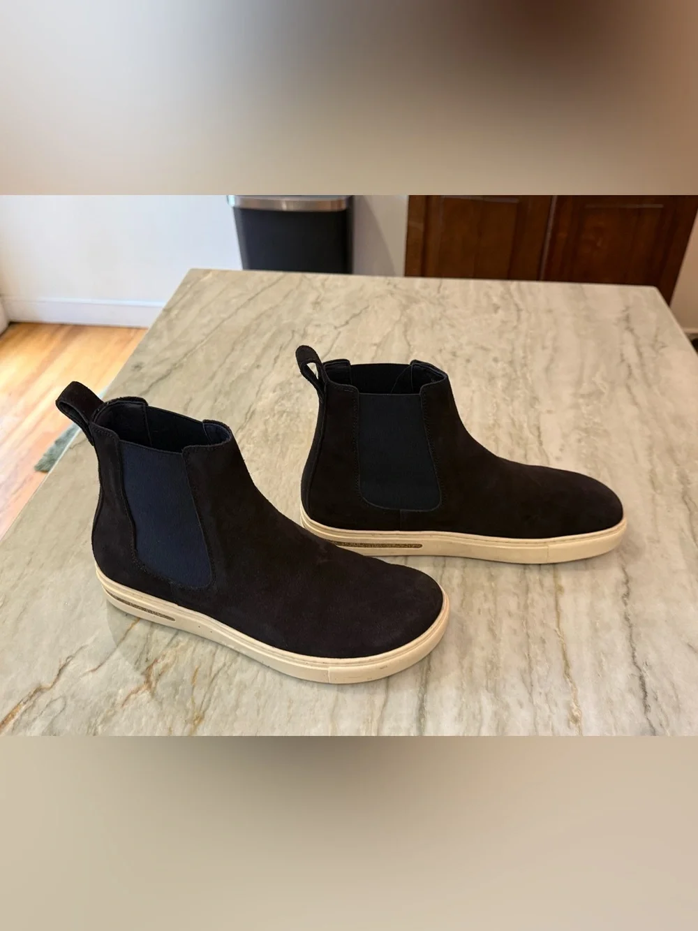 Birkenstock Men/Women NAVY blue Suede Chukka Boots with Cream Sole